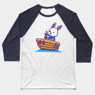 Cute Rabbit Riding Boat Cartoon Baseball T-Shirt